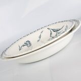 2 large round dishes of service, vegetable. Lunéville K & G model Œillets. French Antique