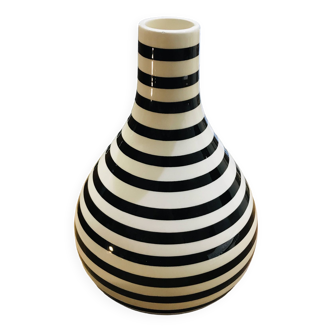 Black and white striped vase