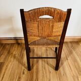 Wood and straw armchair