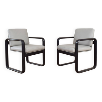 Fauteuils de salon en cuir du milieu du siècle par Burkhard Vogtherr pour Rosenthal, années 1970
