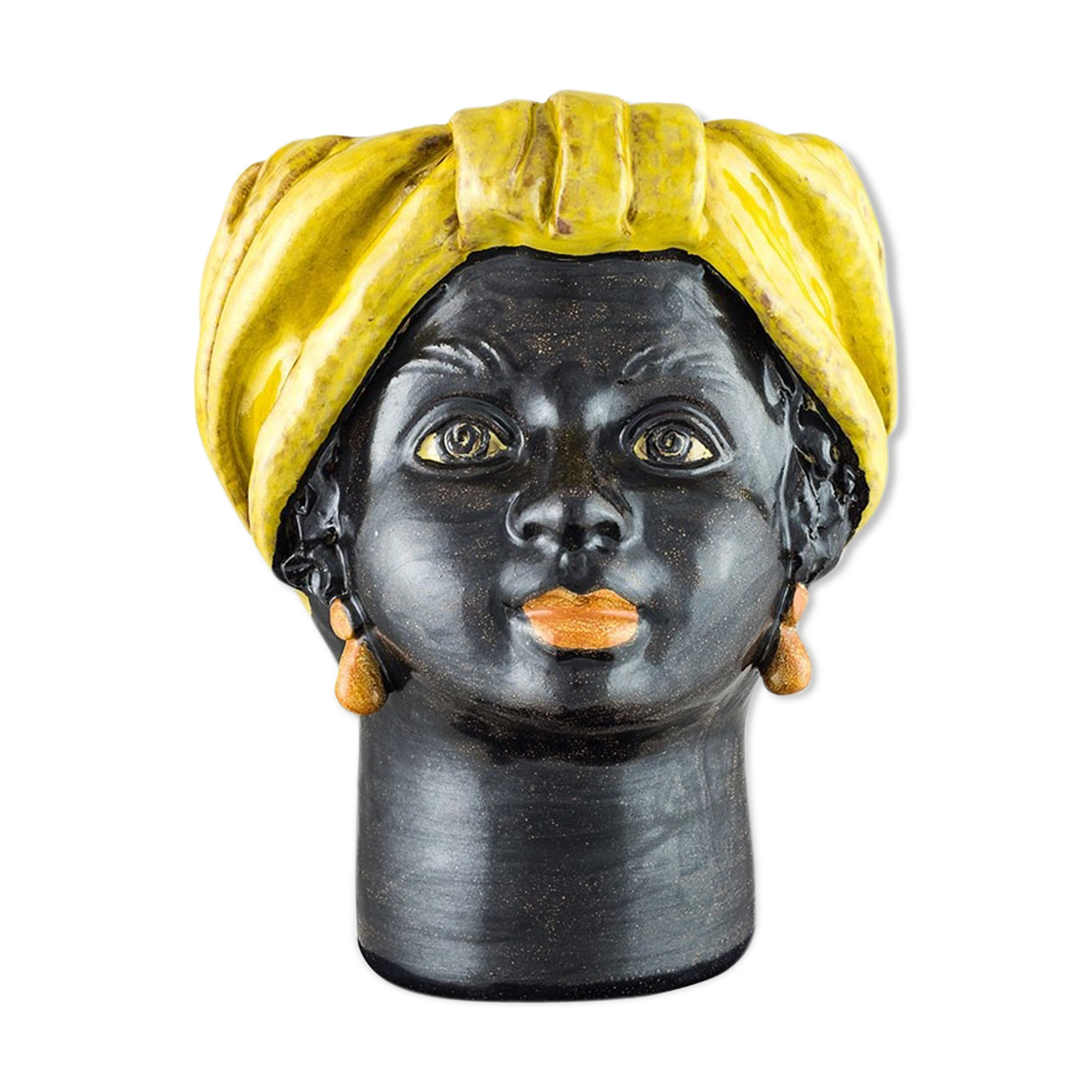 Medium yellow woman head vase