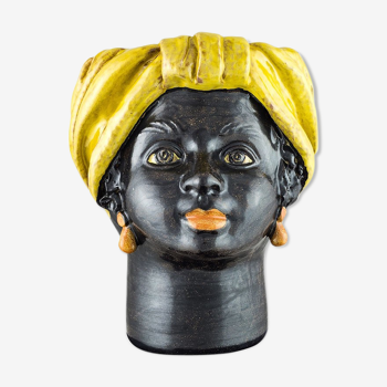 Medium yellow woman head vase