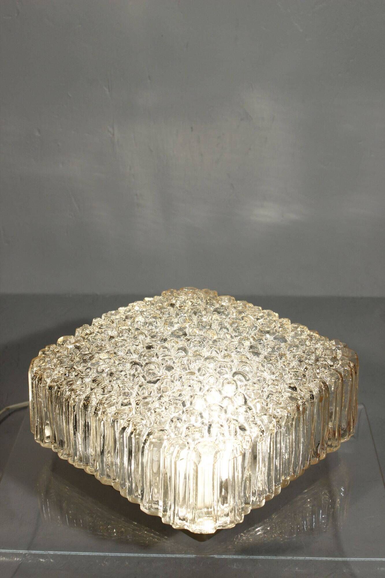 Limburg Glashütte wall lamp textured molded glass Germany 1960s