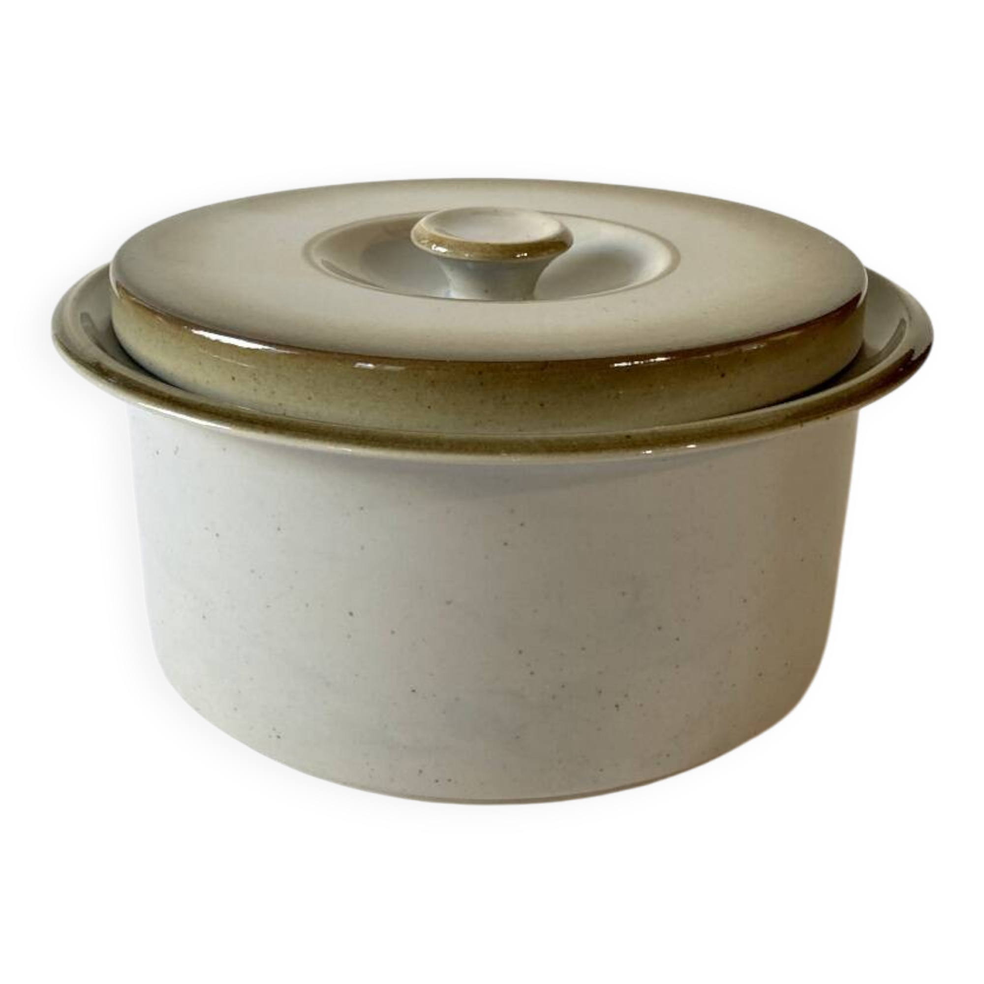 High-fired stoneware dish/tureen, Brenne earthenware factory, 1970s-1980s