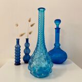 Blue Empoli decanter with bubble relief