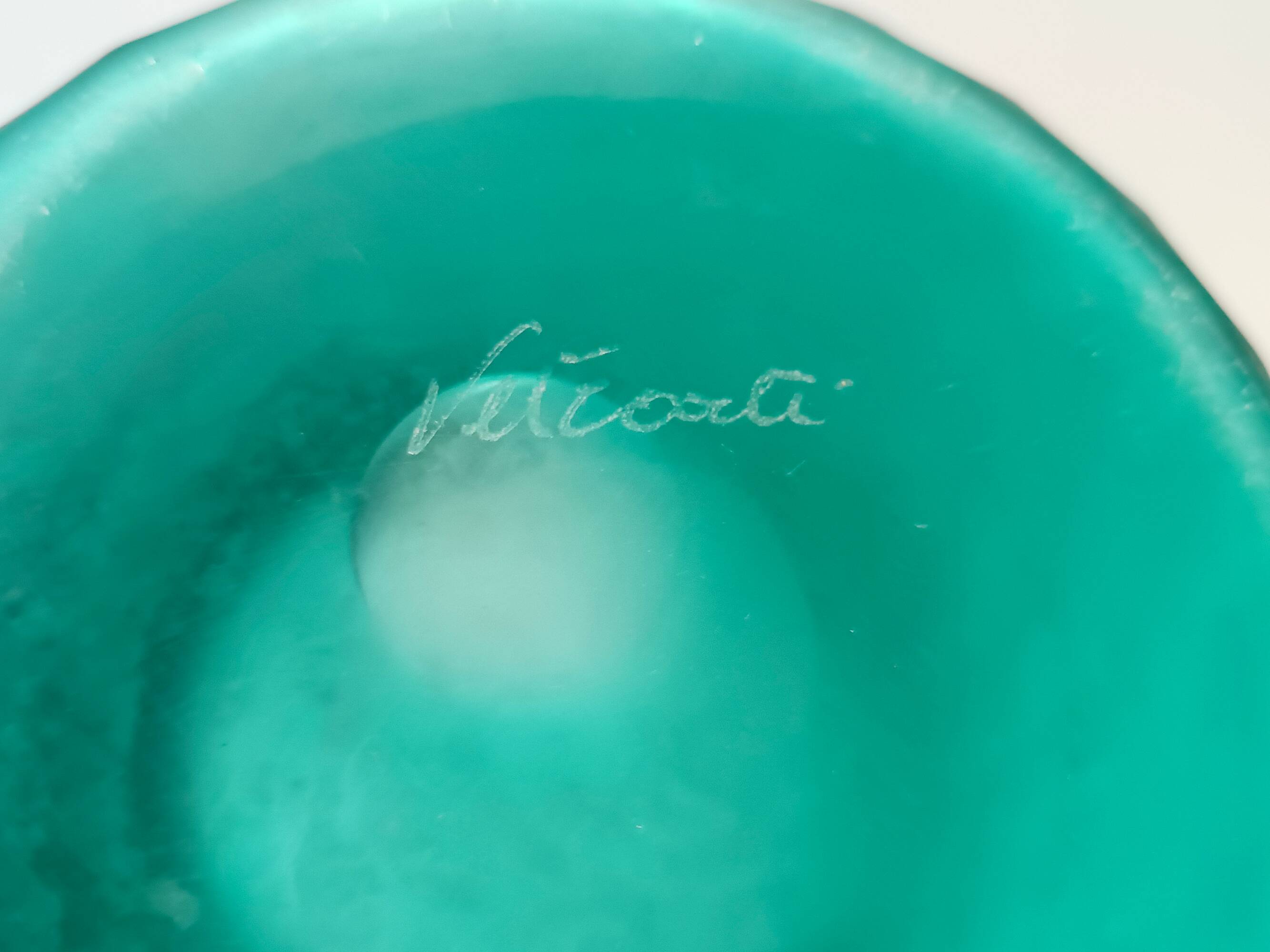 Teal Polished Hand-Blown Murano Glass Vase by Vetrarti, Italy