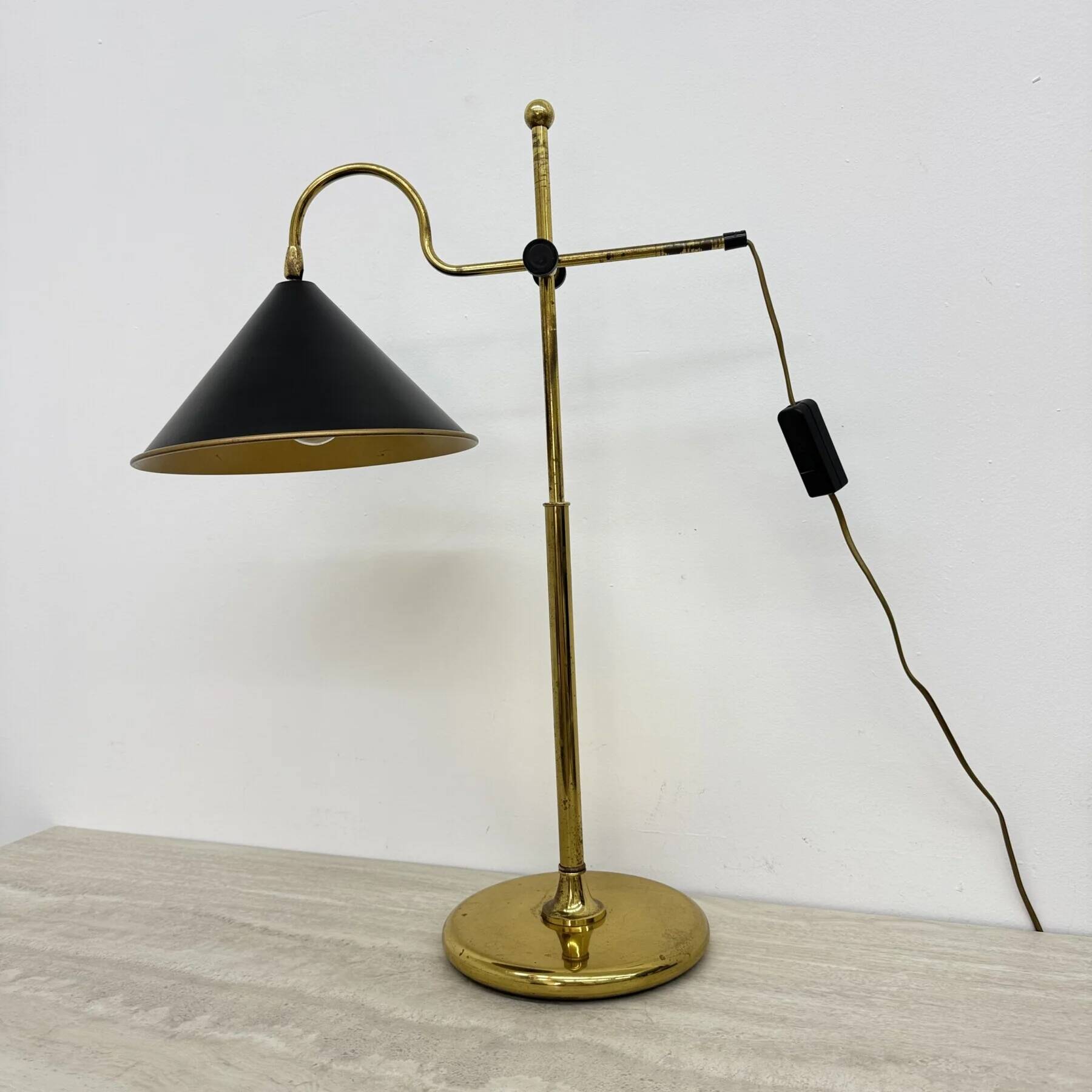 Mid-century adjustable brass desk lamp, 1970s