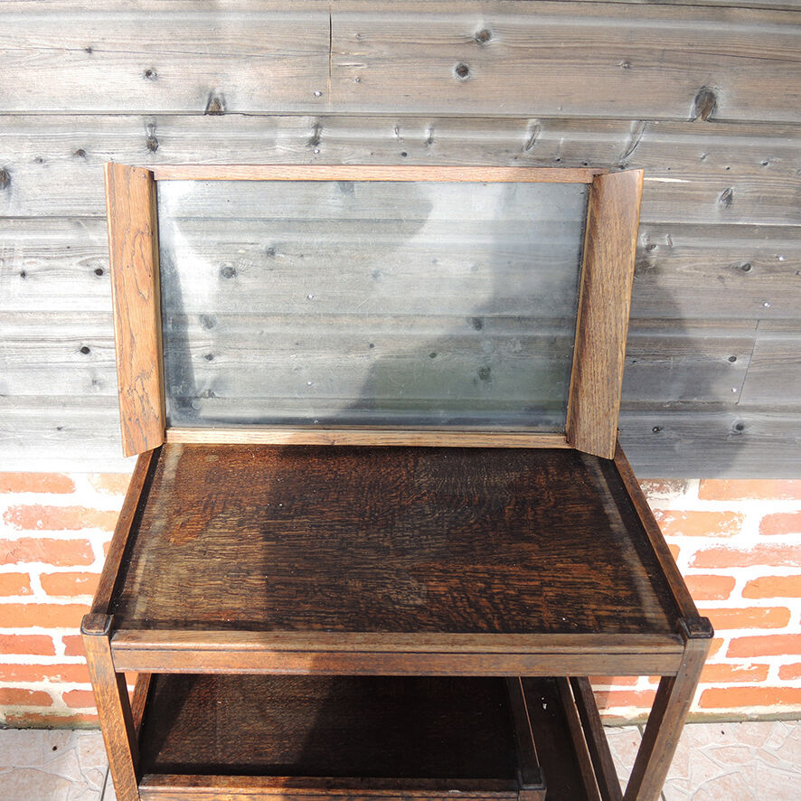 Vintage Art Deco wooden serving trolley with removable tray.