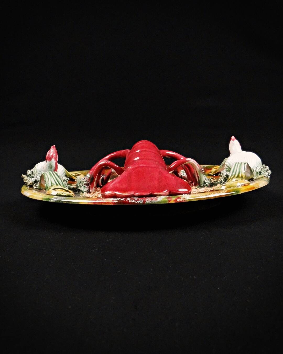 Lobster plate in Caldas da Rainha earthenware slip Palissy majolica