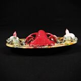 Lobster plate in Caldas da Rainha earthenware slip Palissy majolica