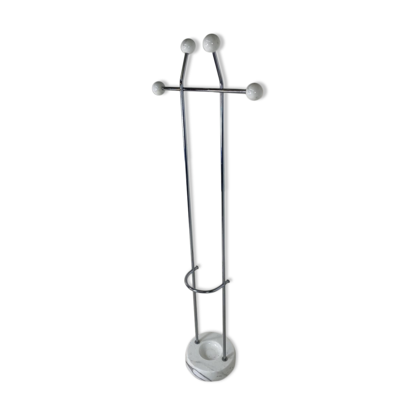 Vintage chromium and Carrara marble coat hanger Italy 1970s