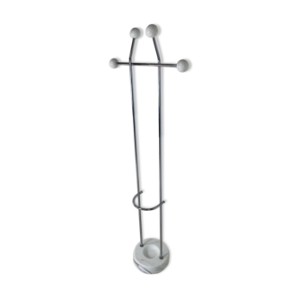 Vintage chromium and Carrara marble coat hanger Italy 1970s