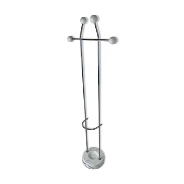 Vintage chromium and Carrara marble coat hanger Italy 1970s