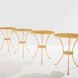 Set of 4 neoclassical side tables in brass and marble by Maison Charles, 1960.
