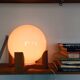 Table lamp in opaline and vintage wood