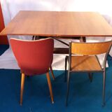 Table à système années 50, plaquée chêne