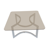 Paul Legeard Steel and Glass Round Coffee Table 1970