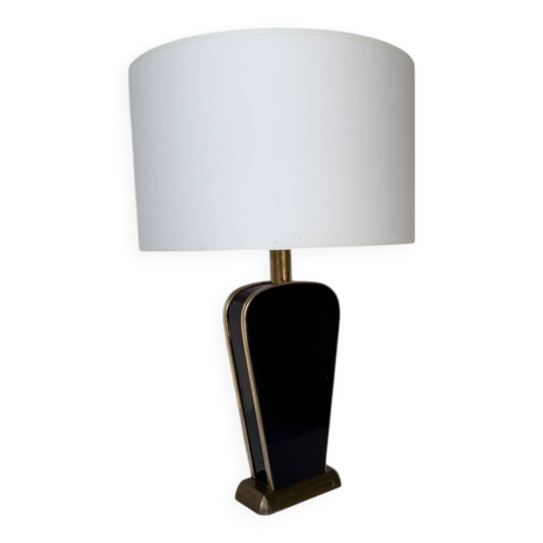 Lampe de table laquée noire or Diderot Sarco