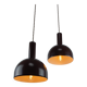 Set of 2 Mid-Century Modern Brown Metal Hanging Lamps