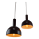 Set of 2 Mid-Century Modern Brown Metal Hanging Lamps