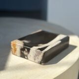 Symmetrical multicolored petrified wood soap dish