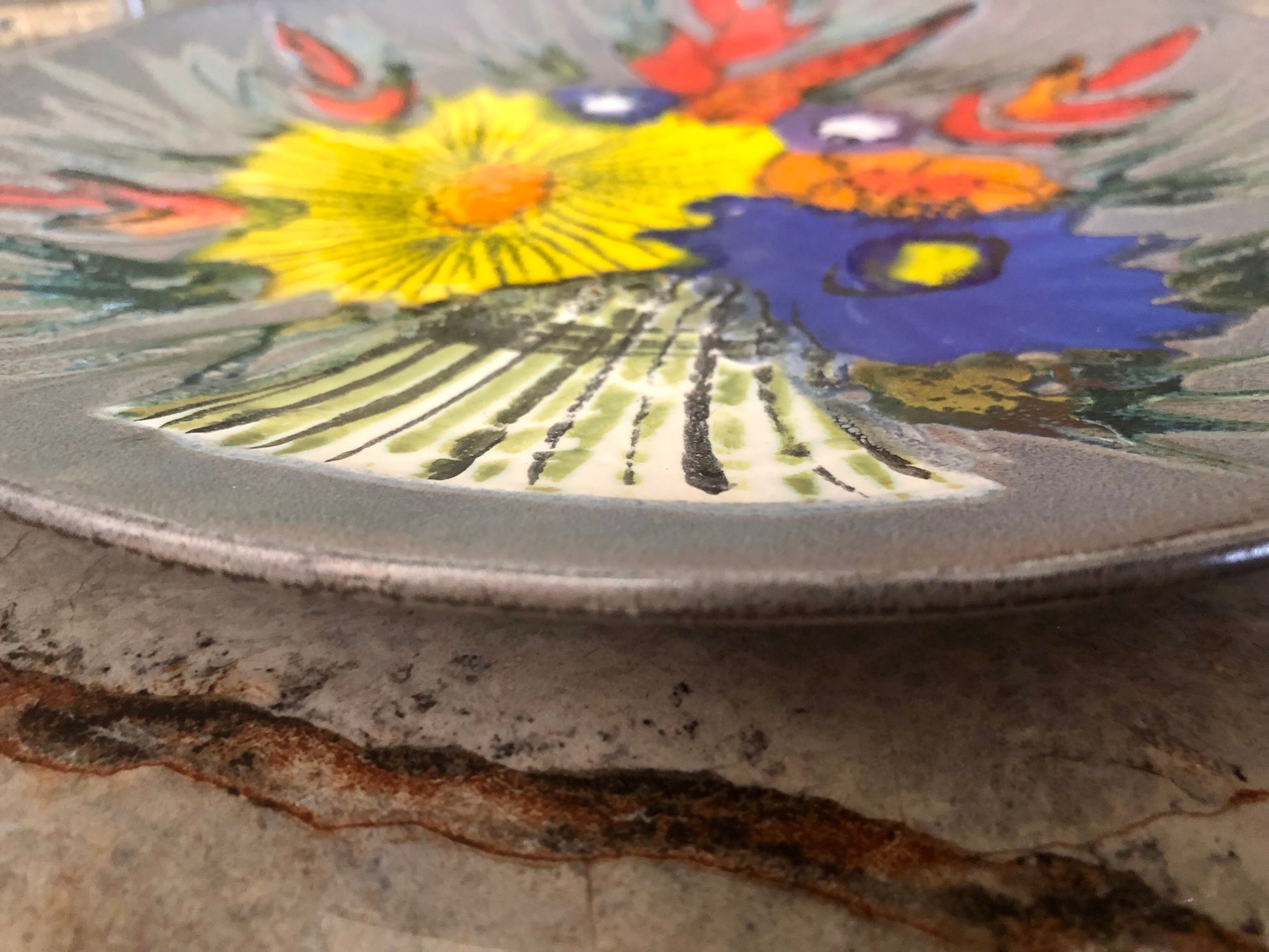 Matching biscuit earthenware dish and tile