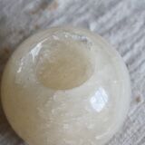 Vintage round stone candle holder in marble style - Light beige shade