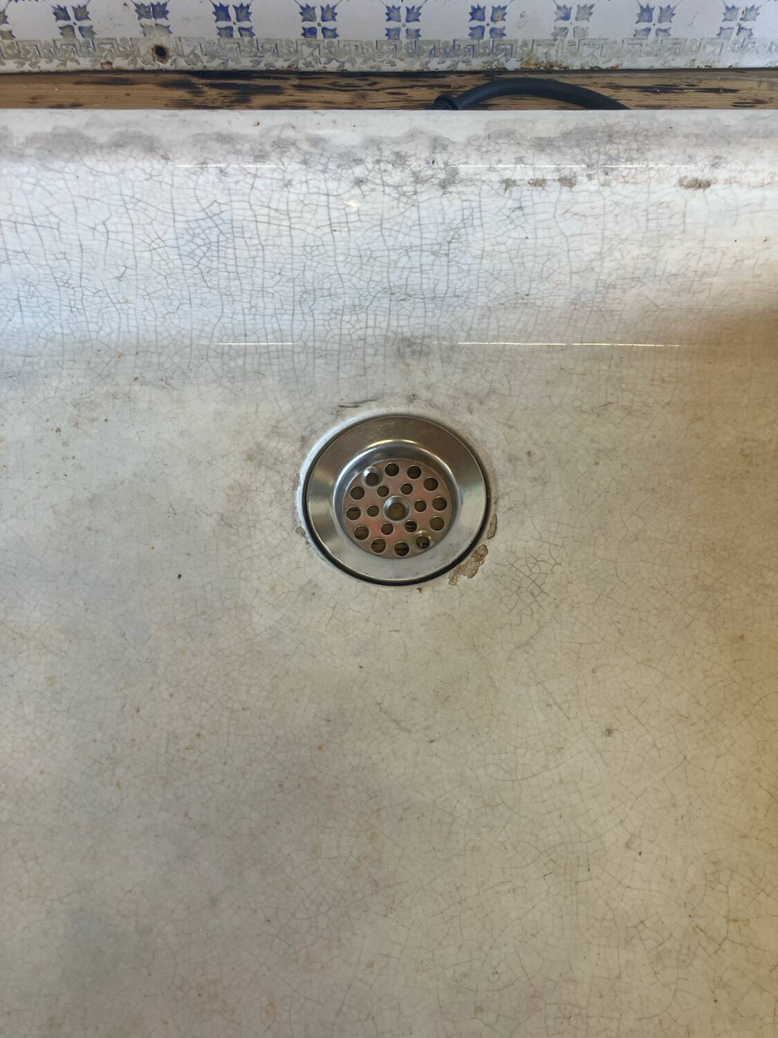 Vintage Ceramic Stamp Sink with Farmhouse Drainer