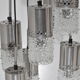Lustre cascade, 7 suspensions en chrome et verre