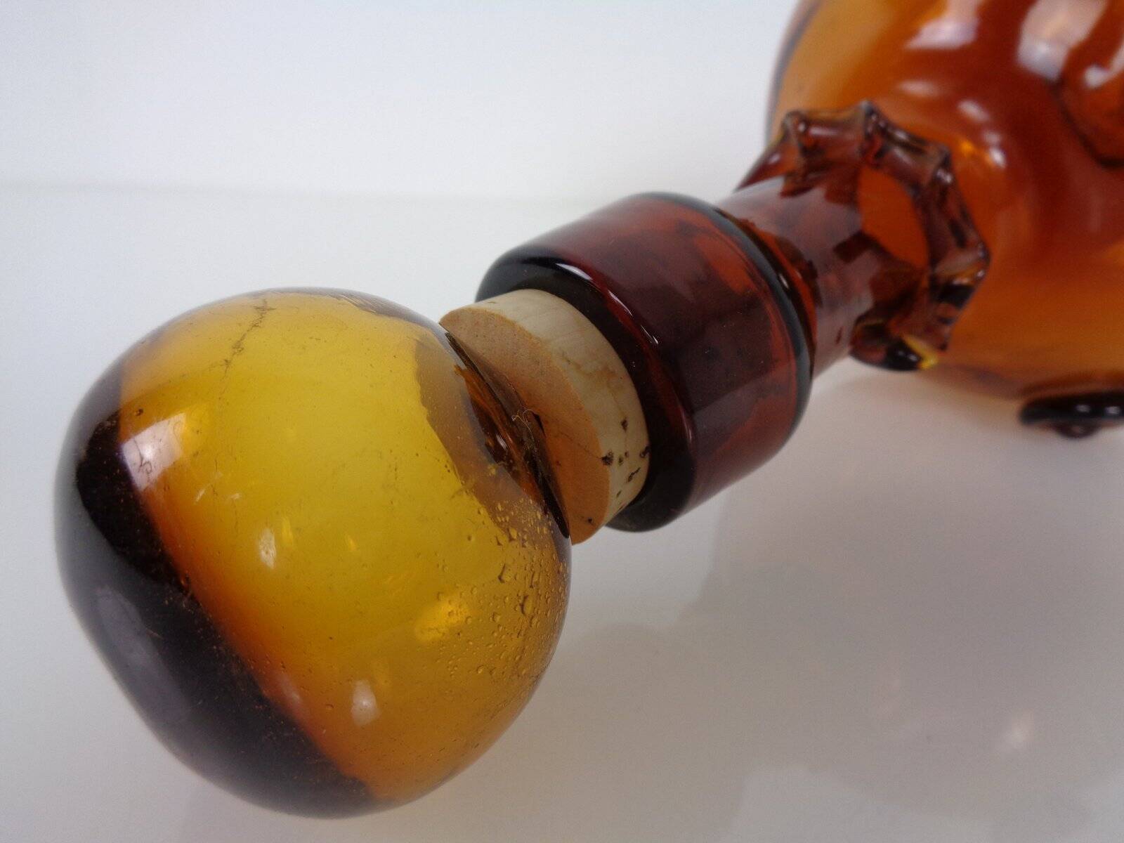 Italian amber glass decanter with stopper, 1960s