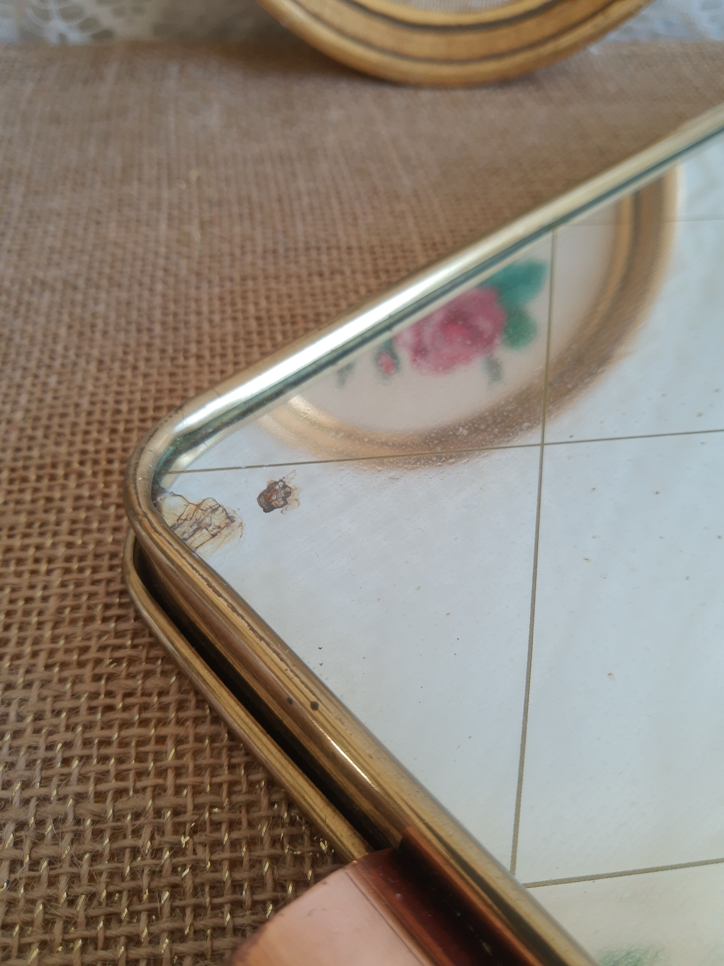 Brass top with vintage mirror