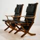 Beech armchair with leather upholstery