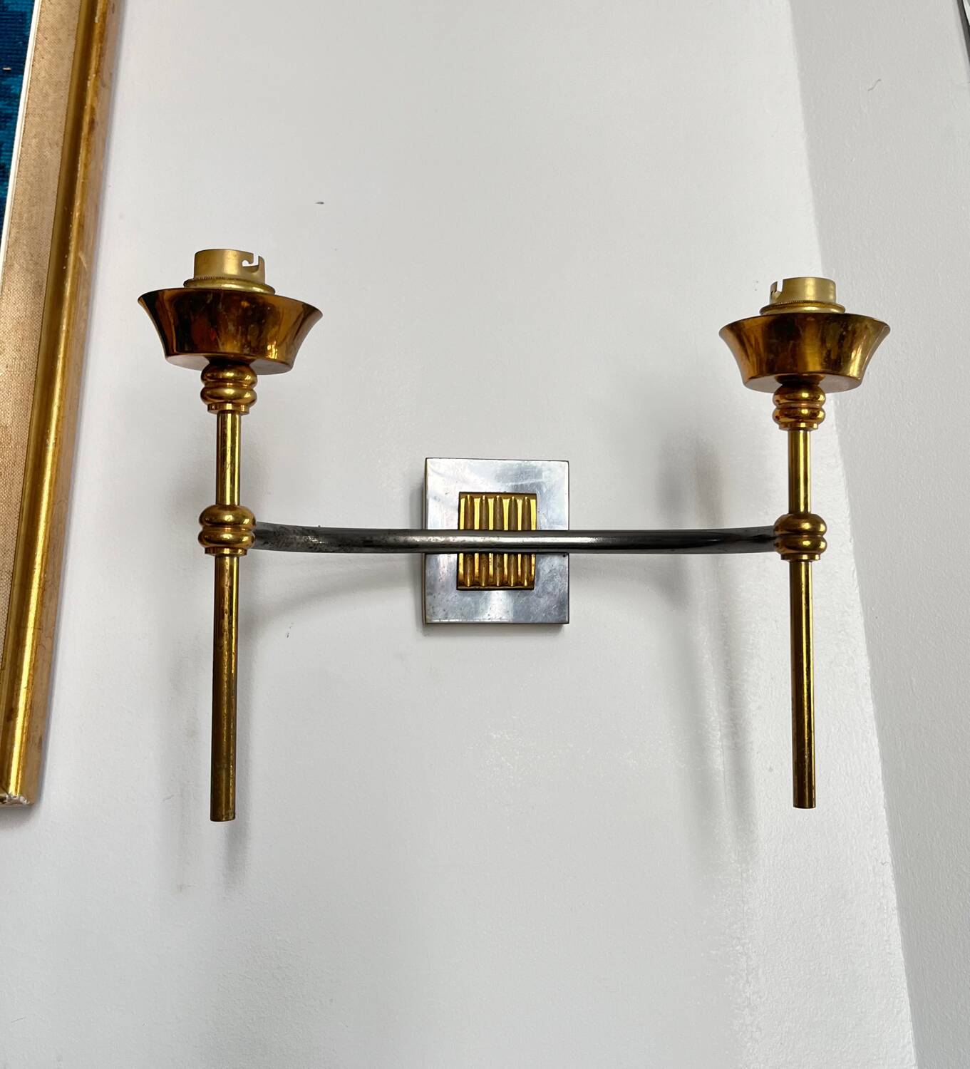 Double metal wall light in Jansen house style