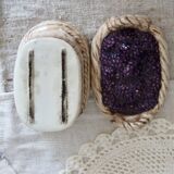 Vintage sugar bowl / candy dish with blackberry basket in slip