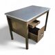 Industrial brown desk 1960s / linoleum inlay / model 7231 / Gispen / 1950s