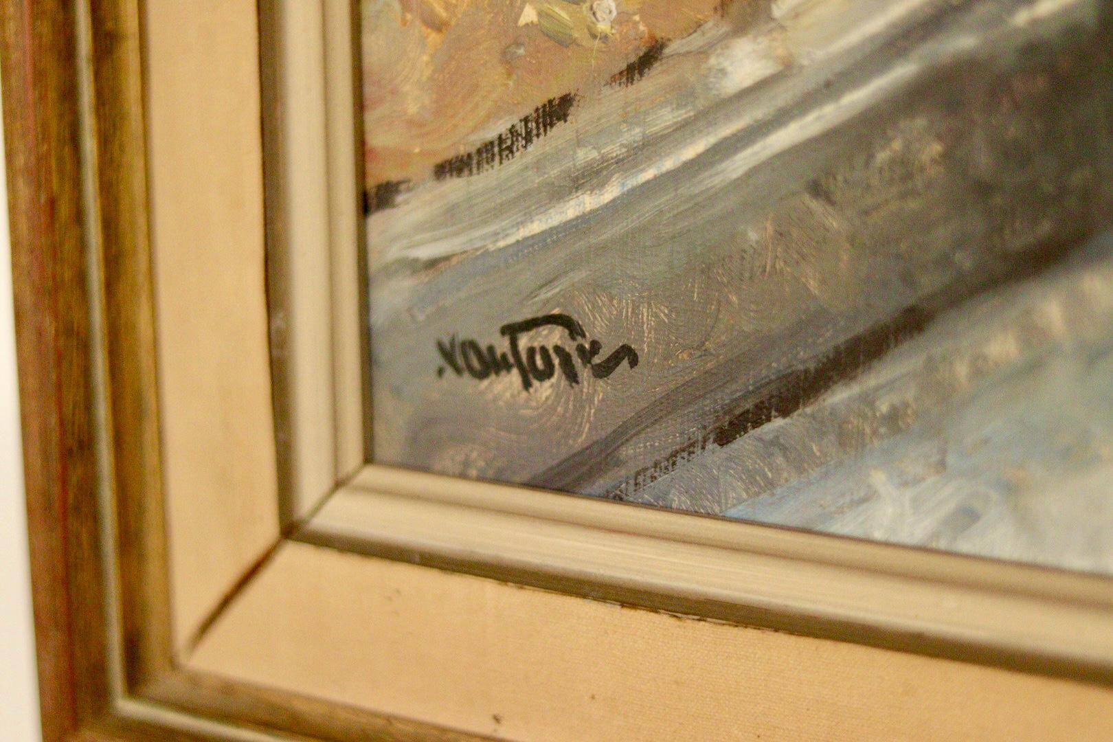 Huile sur toile suédoise originale « Nature morte à la plante en pot »