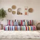 Multicoloured bohemian floor cushion – Handwoven striped recycled cotton