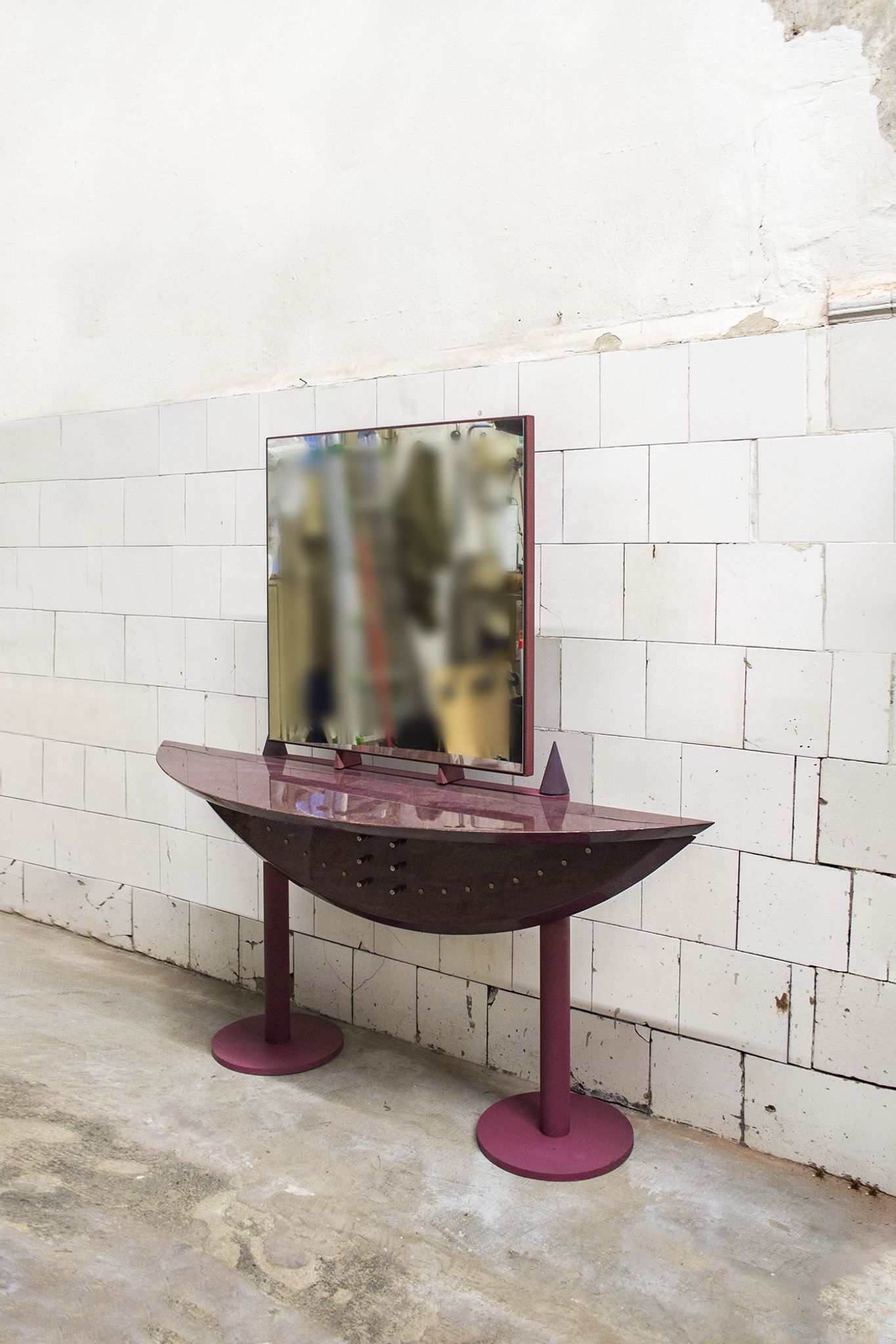 Console with postmodern mirror by Saporiti Italia, 80s