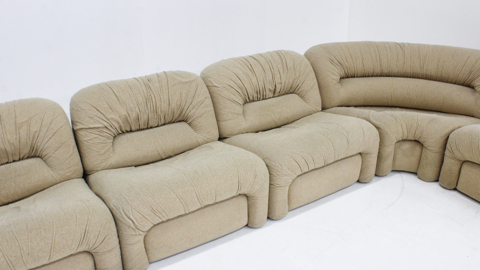 Canapé modulaire incurvé italien vintage des années 1970, ensemble de 5