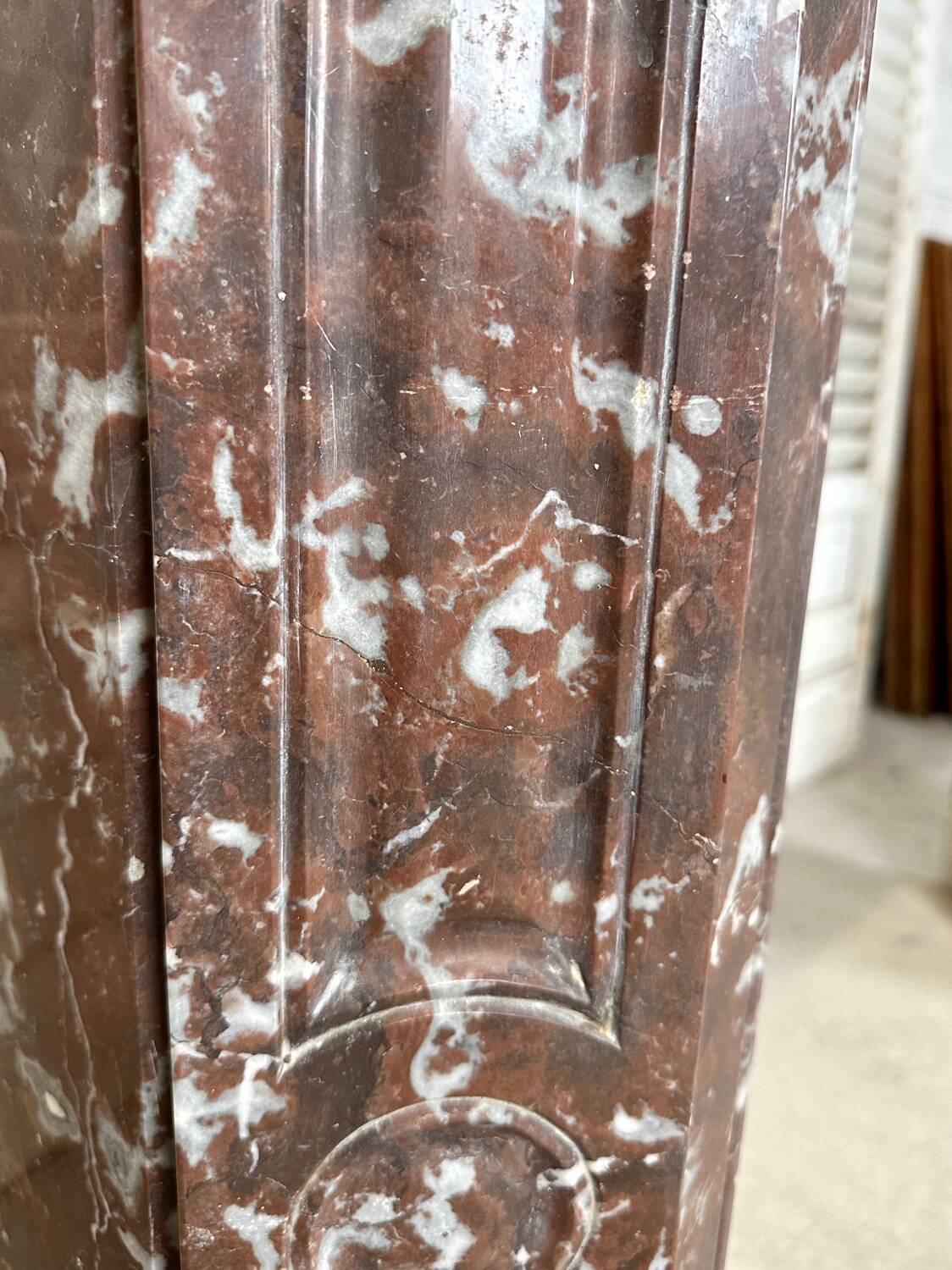 Red marble fireplace late 19th century