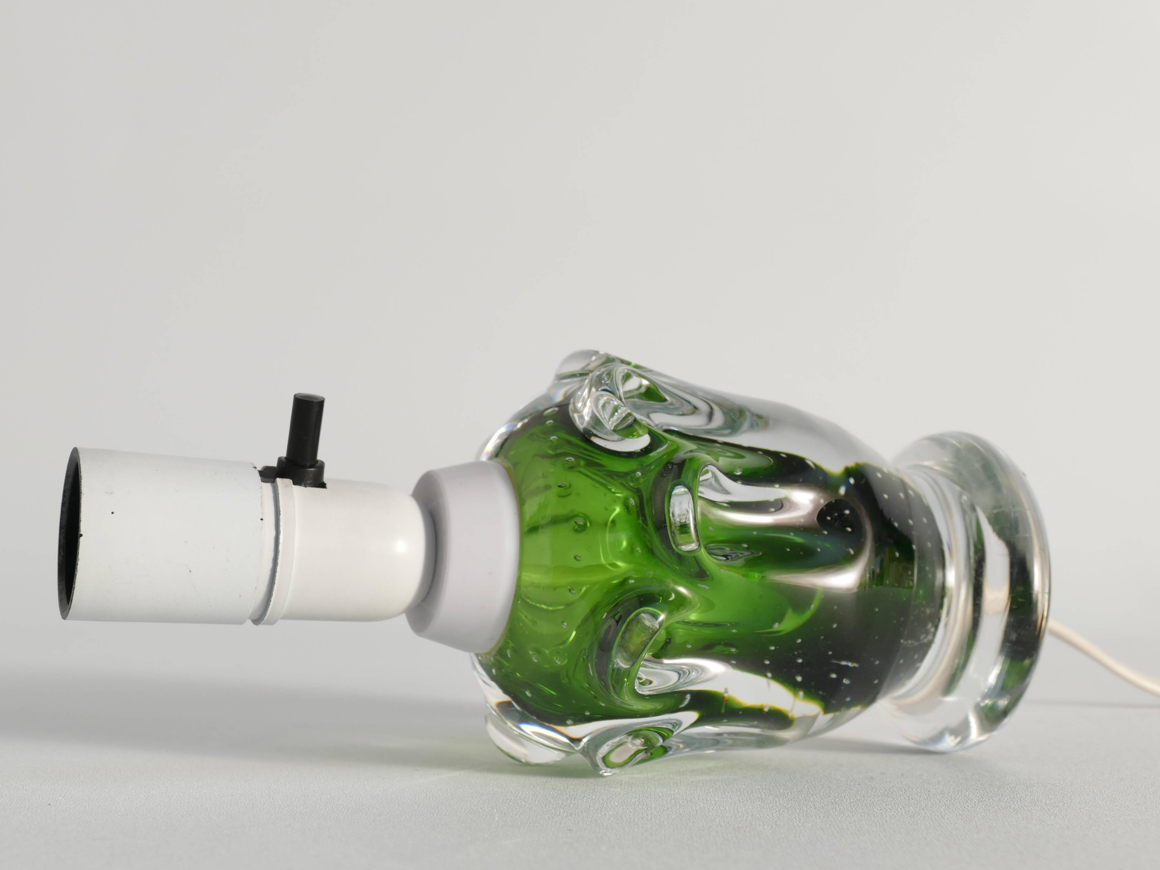 Green Glass Table Lamp Börne Augustsson, Åseda, 1950s