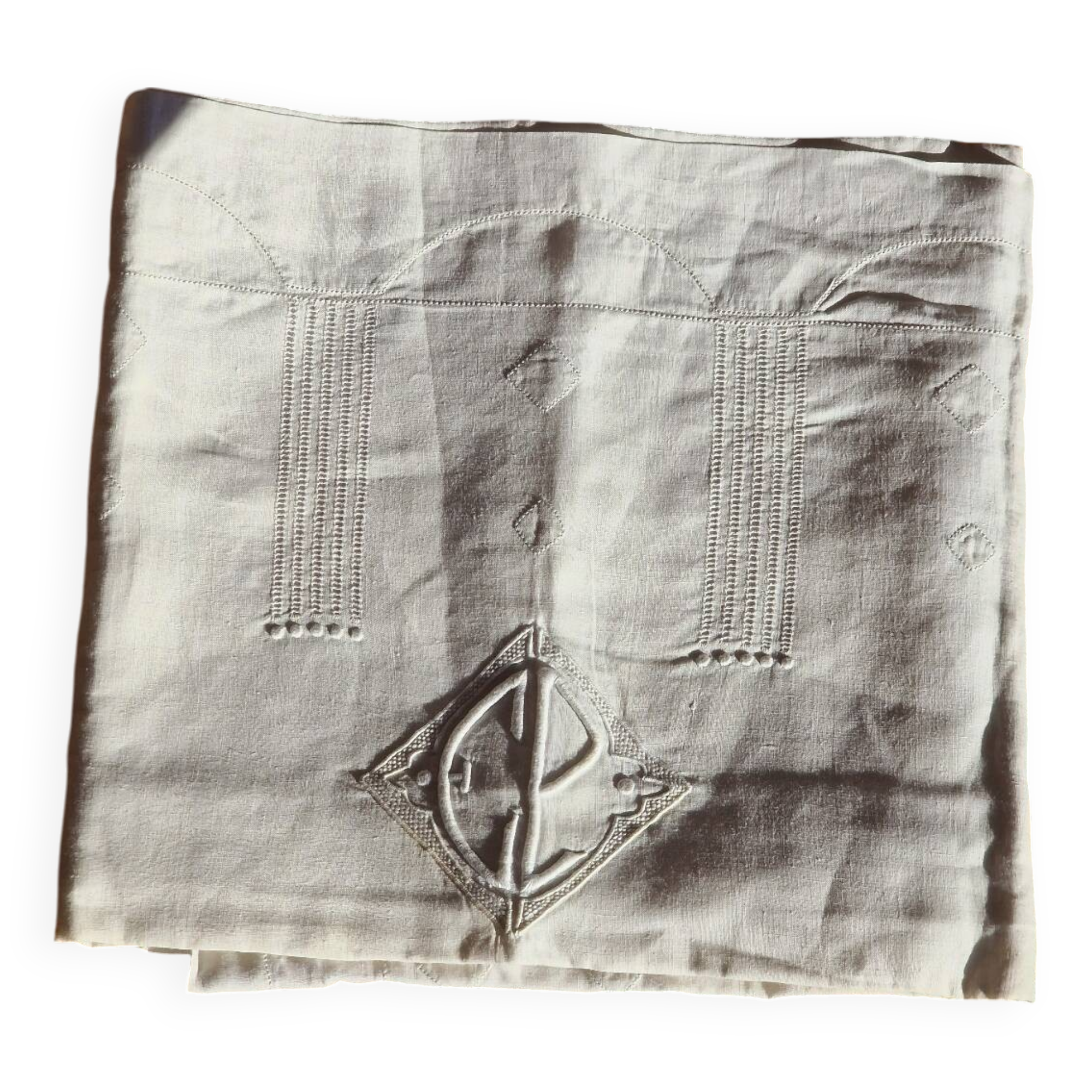 2 Art Nouveau monogrammed pillowcases