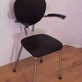 Tubax chair from the 50s, chrome and black imitation leather