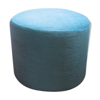 Pouf vintage restauré en velours côtelé