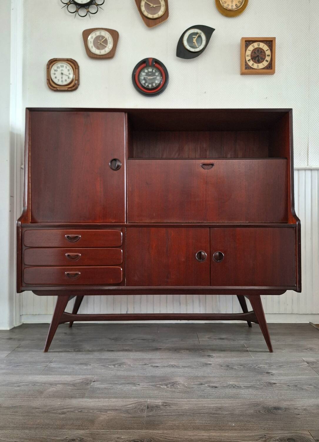 Vintage Louis van Teeffelen sideboard for Wébé, antique secretary buffet