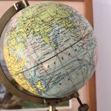 Globe terrestre ancien vintage laiton cabinet de curiosité mappemonde