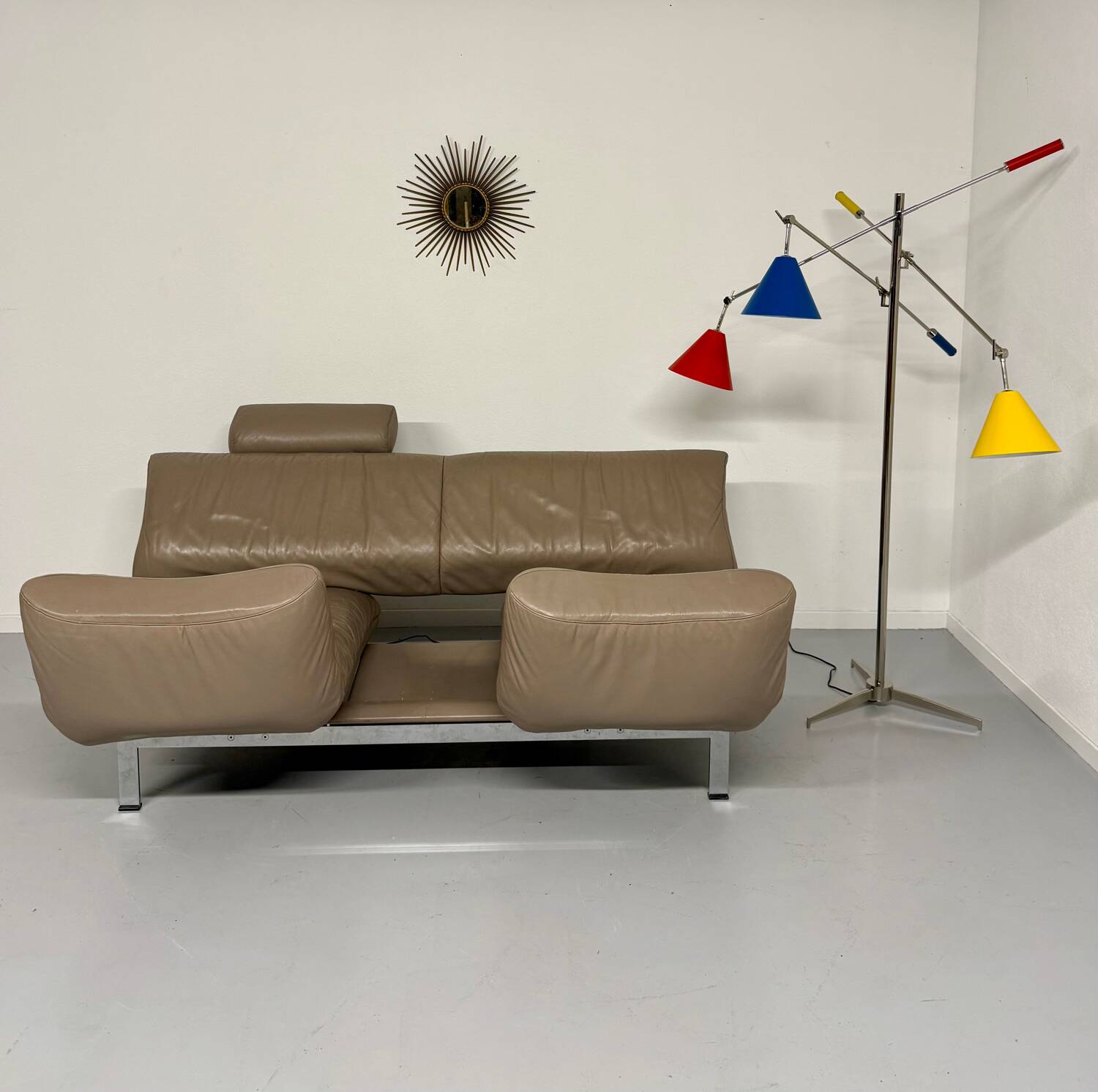 De Sede ds 140 grey 2/3 seater sofa, vintage leather, 80s design