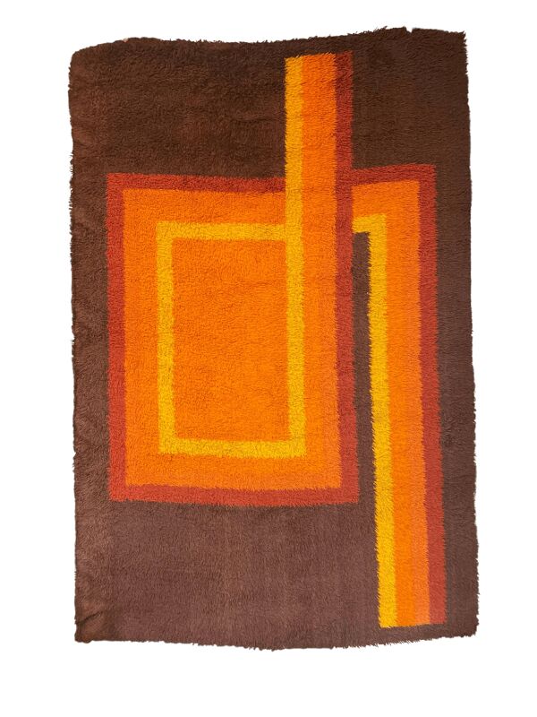 Tapis design vintage 1970 cubiste français