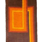 Vintage designer rug 1970 French cubist