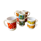 Lot of Mug and cups and Lotus arcopal pitcher.